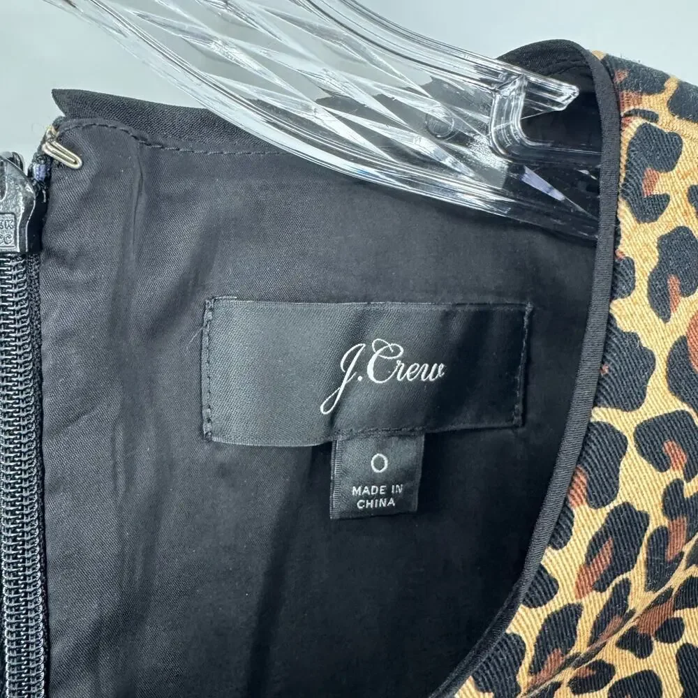 J. Crew Vegas Leopard Print Sheath Dress Size 0 Preppy Careerwear Classic